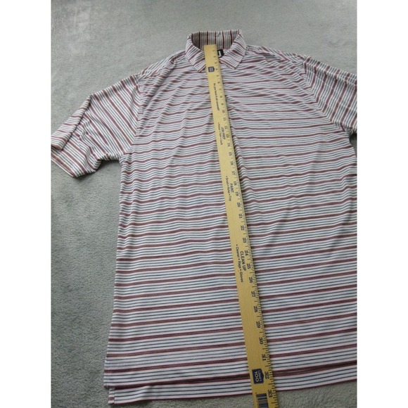 Footjoy FJ Polo Golf Shirt Mens Medium Striped Short Sleeve Shannopin Logo - Picture 5 of 11
